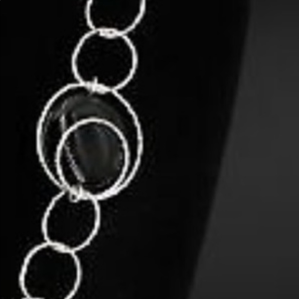 Sterling Silver - Black Agate Graduated Circle Link 24.5" Necklace - 28g - Picture 6 of 6